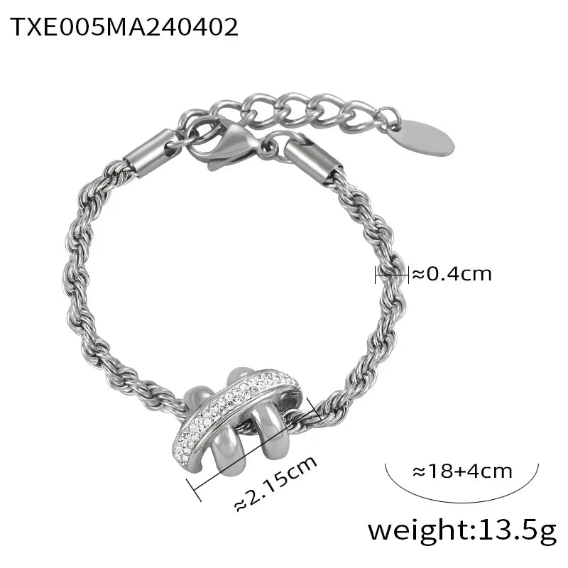 Ensemble de bijoux en chaîne torsadée avec cristaux