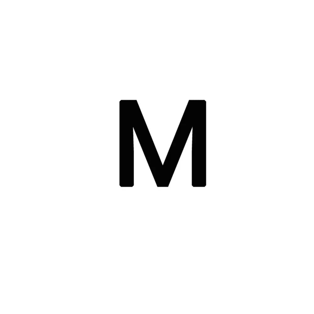 A black letter M on a white background.