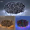 Three types of solar powered LED string lights: White, Warm White, and Multicolor.
