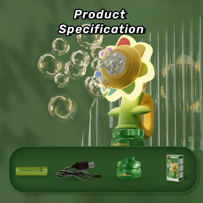 Sunflower Automatic Bubble Machine with Flashing Lights
