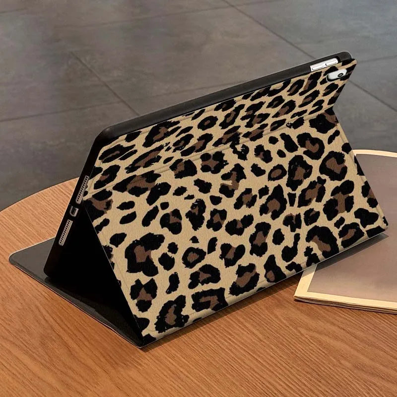 Leopard Print iPad Case – Premium Faux Leather Protective Cover