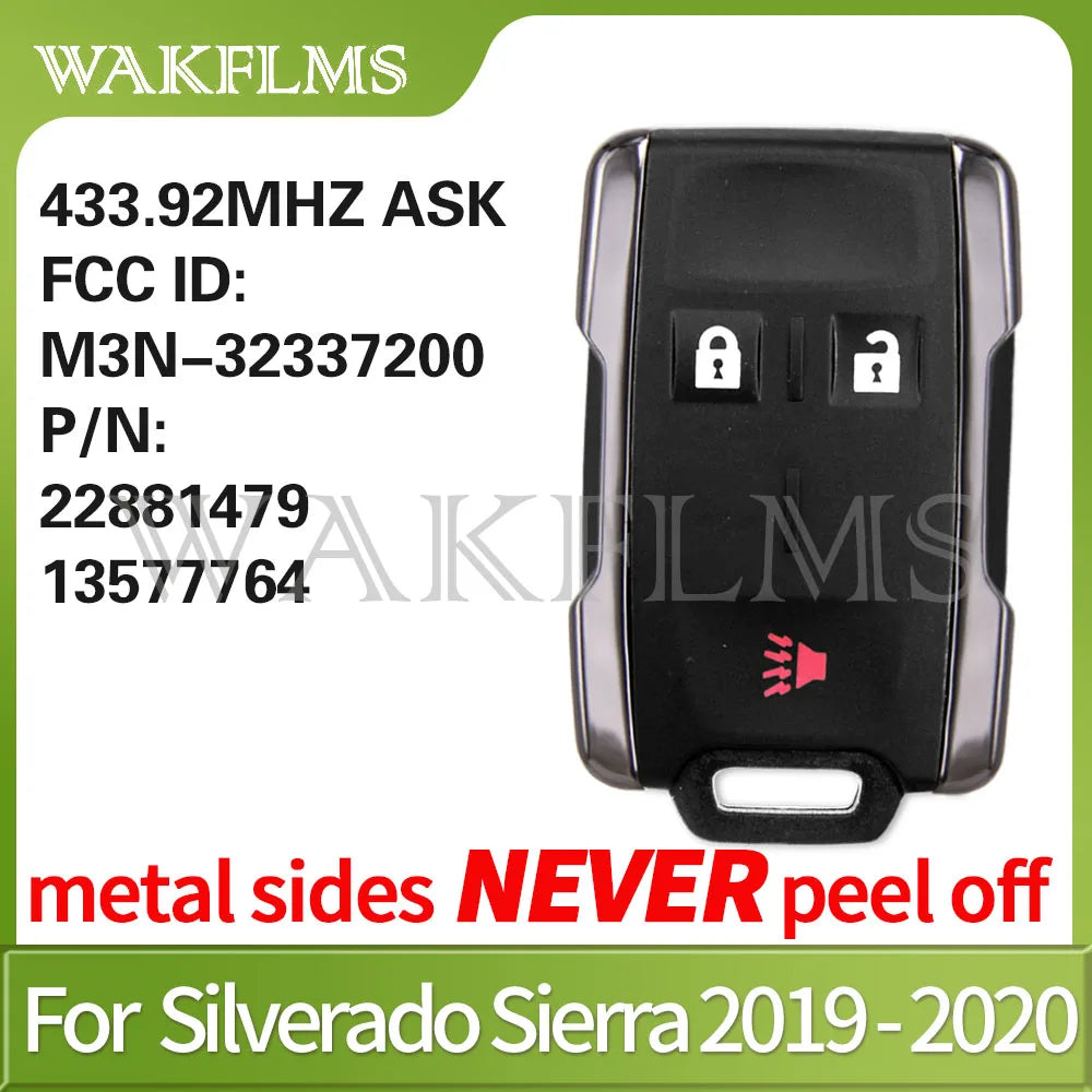 Black remote key fob for Silverado Sierra 2019-2020 truck