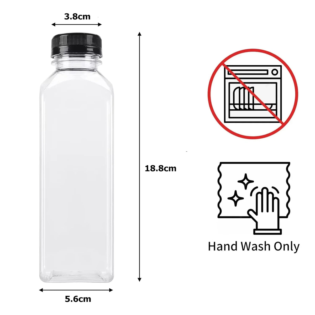 Clear Reusable Juice Bottles with Cleaning Brush and Funnel