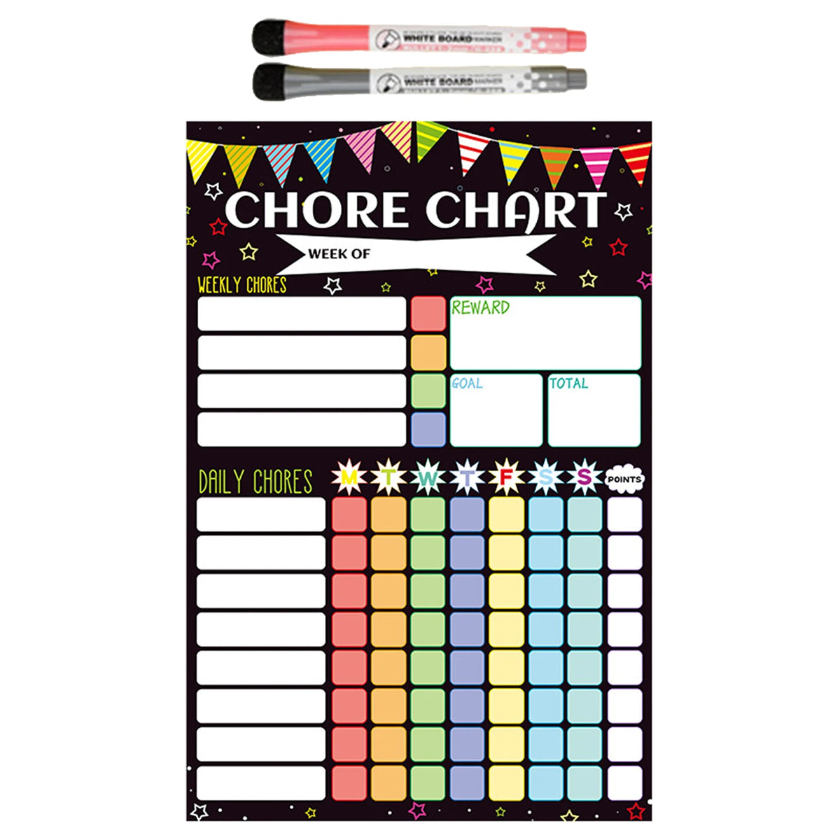 Magnetic Chore Chart for Kids with Dry-Erase Surface
