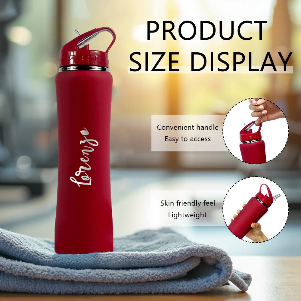 Personalized Engraved Stainless Steel Water Bottle with Straw