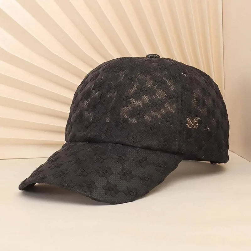 Lace Butterfly Snapback Cap with Rhinestone Accents