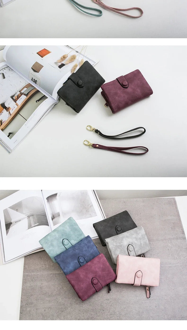 Compact Frosted Tri-Fold Wallet for Women