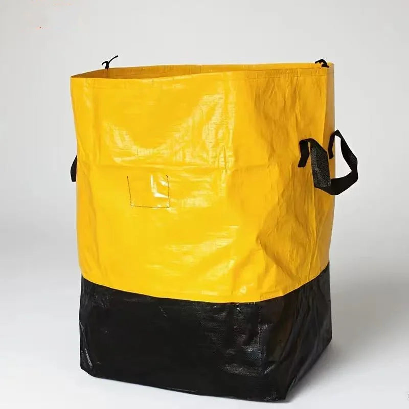 A yellow waterproof heavy-duty storage bag with a black bottom section.