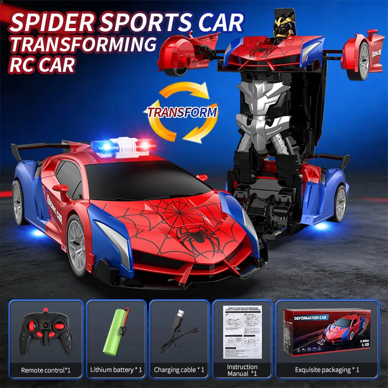 2-in-1 Transforming RC Car & Robot with LED Lights