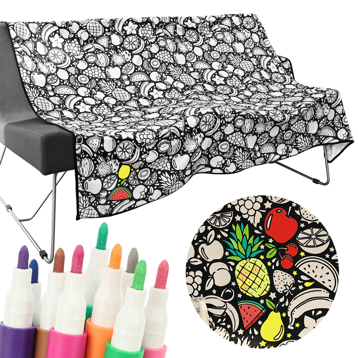 Reusable Coloring Blanket with 24 Markers
