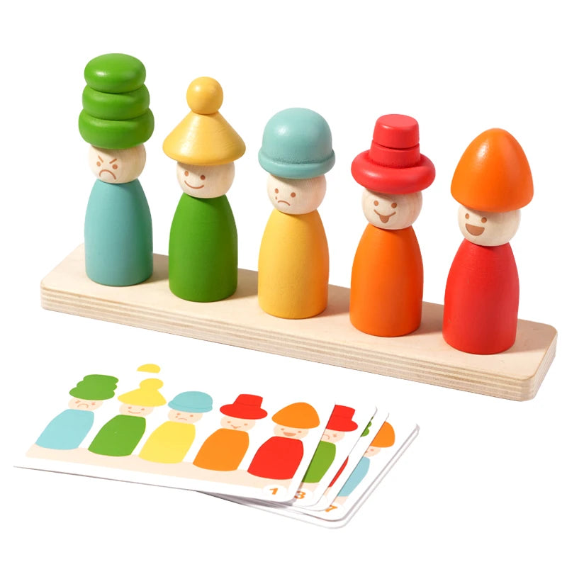 Wooden Color Sorting & Face Matching Toy for Toddlers