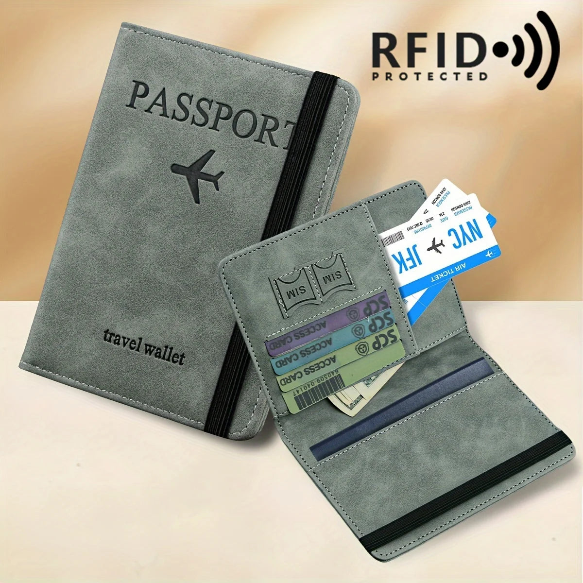 Vintage PU Travel Passport Holder with RFID Protection