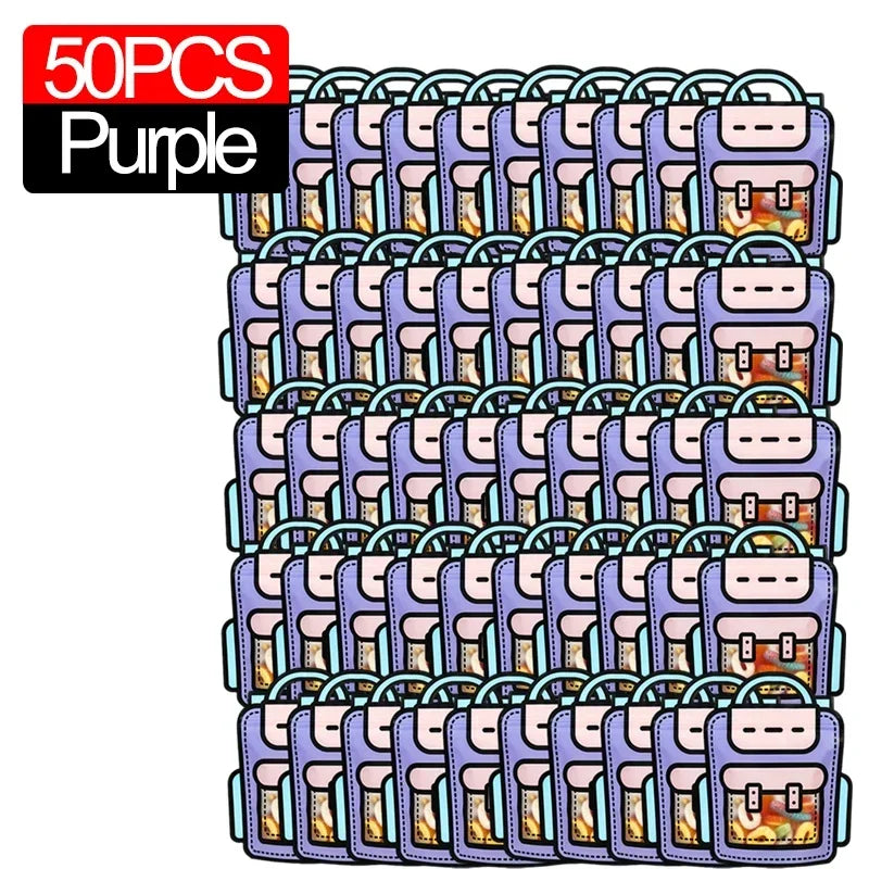 50 pieces of purple cute cartoon backpack goodie bags for kids party favors