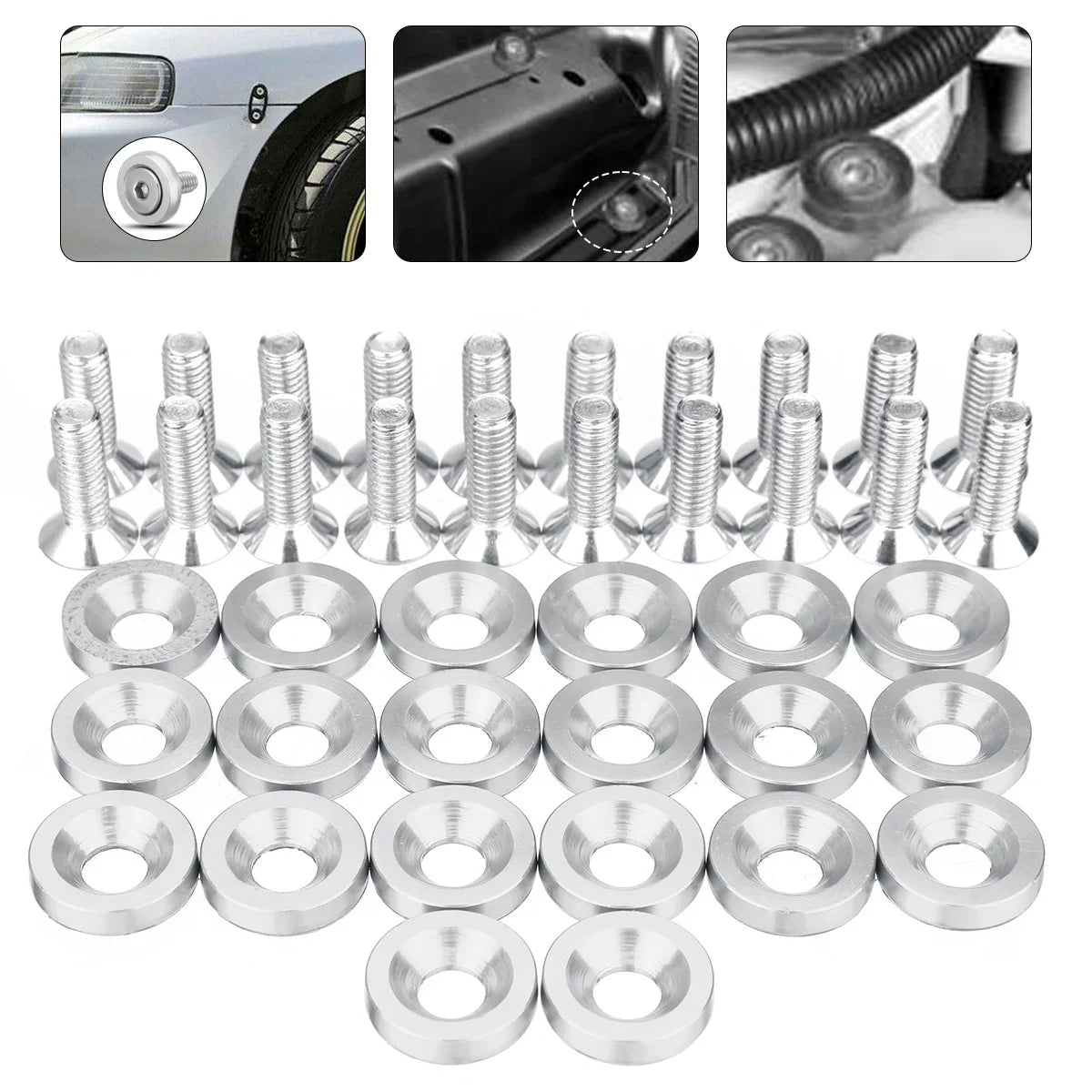 CNC Aluminum Fender Washer & Bolt Kit (M6) for Car Customization