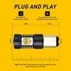 A yellow diagram showing a plug and play LED bulb with non-polarity for US and CK type sockets.