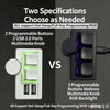 Comparison of two mechanical keyboard configurations: one with two programmable buttons and a multimedia knob, versus one wit