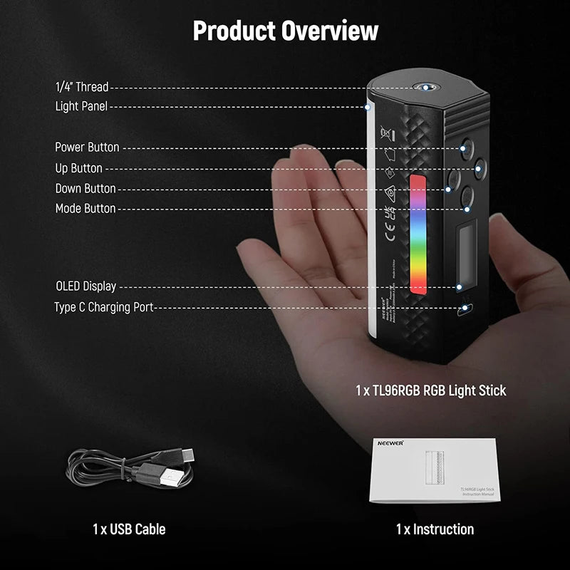 Magnetic Handheld RGB Light Wand for Photography & Video