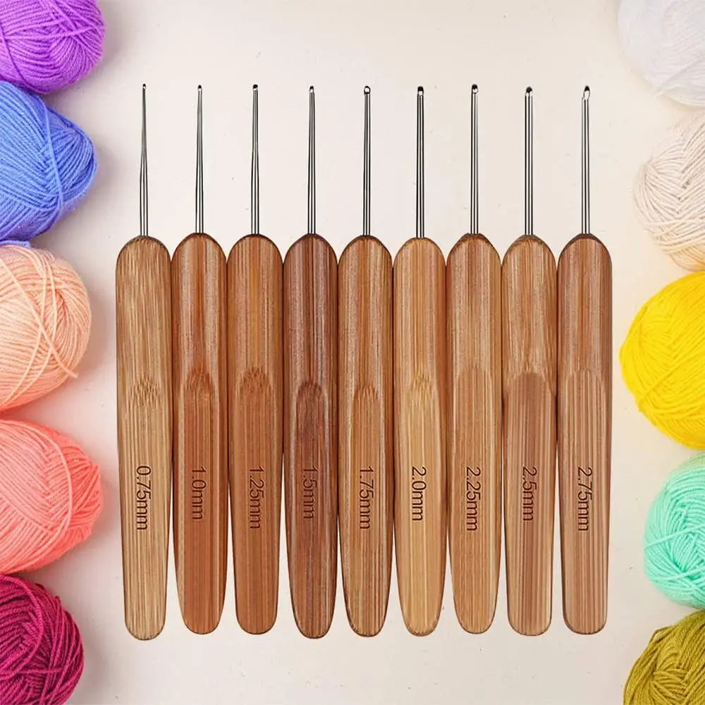 Bamboo Handle Crochet Hook Set with Ergonomic Grip