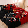 King & Queen Crown Rose Pattern 3-Piece Bedding Set with Duvet Cover and Pillowcases