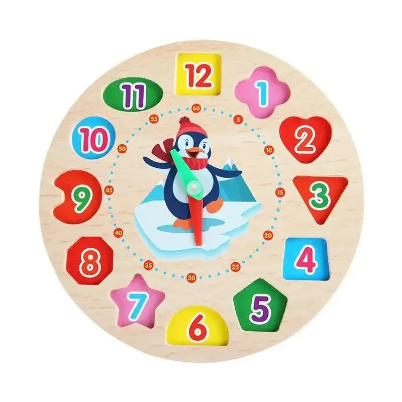 Wooden Shape & Number Sorting Clock Puzzle for Early Learning