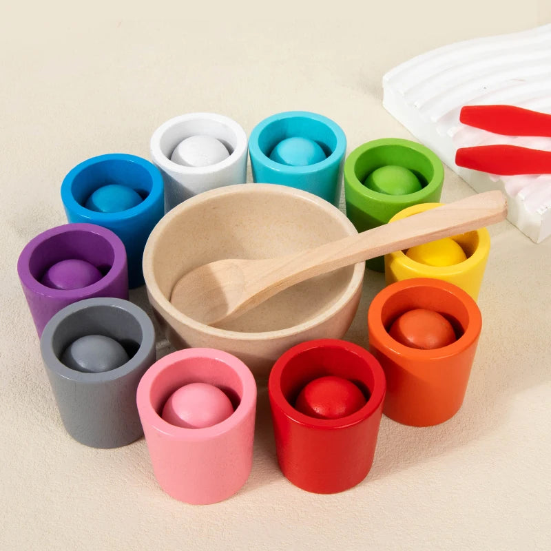 Montessori Wooden Color Stacking Cups