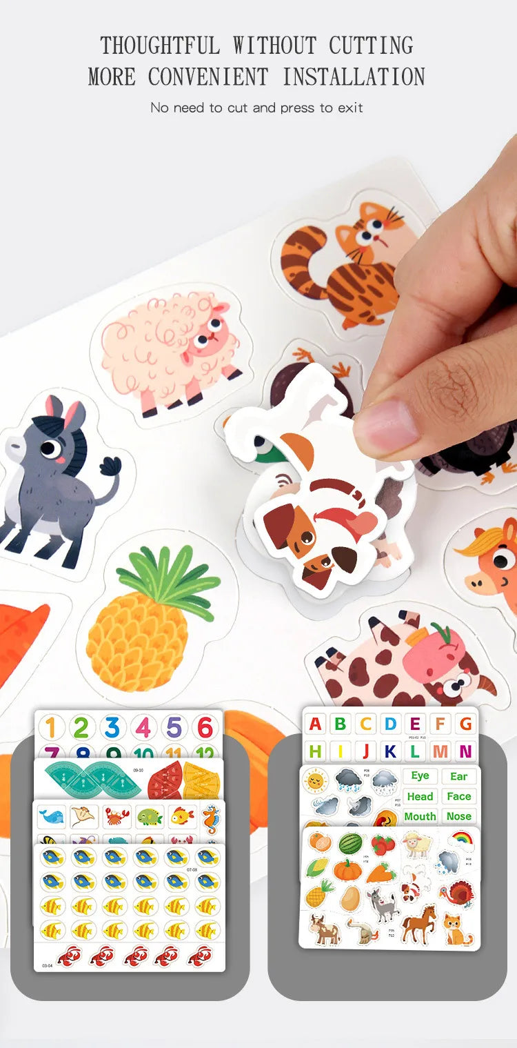 Montessori Busy Book for Toddlers – Reusable Sticker & Velcro Learning Activities