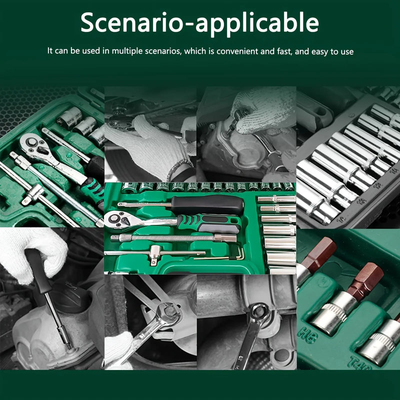 53-Piece Professional Mechanic's Tool Kit with Quick Ratchet