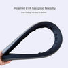 A black foamed EVA draft blocker under door seal is shown bending in an arc.