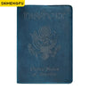 Genuine Leather Passport Holder with USA Flag Design