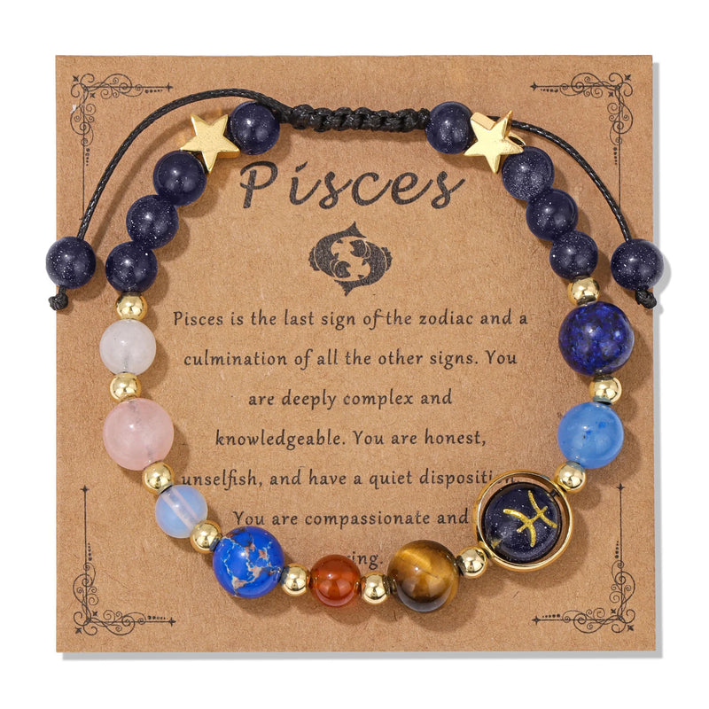 12 Zodiac Signs Natural Stone Bracelet