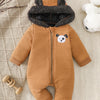 Cozy Fleece Baby Romper with Hood