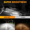 Comparison of super brightness from MZGN LED and Halogen headlights on a dark road.