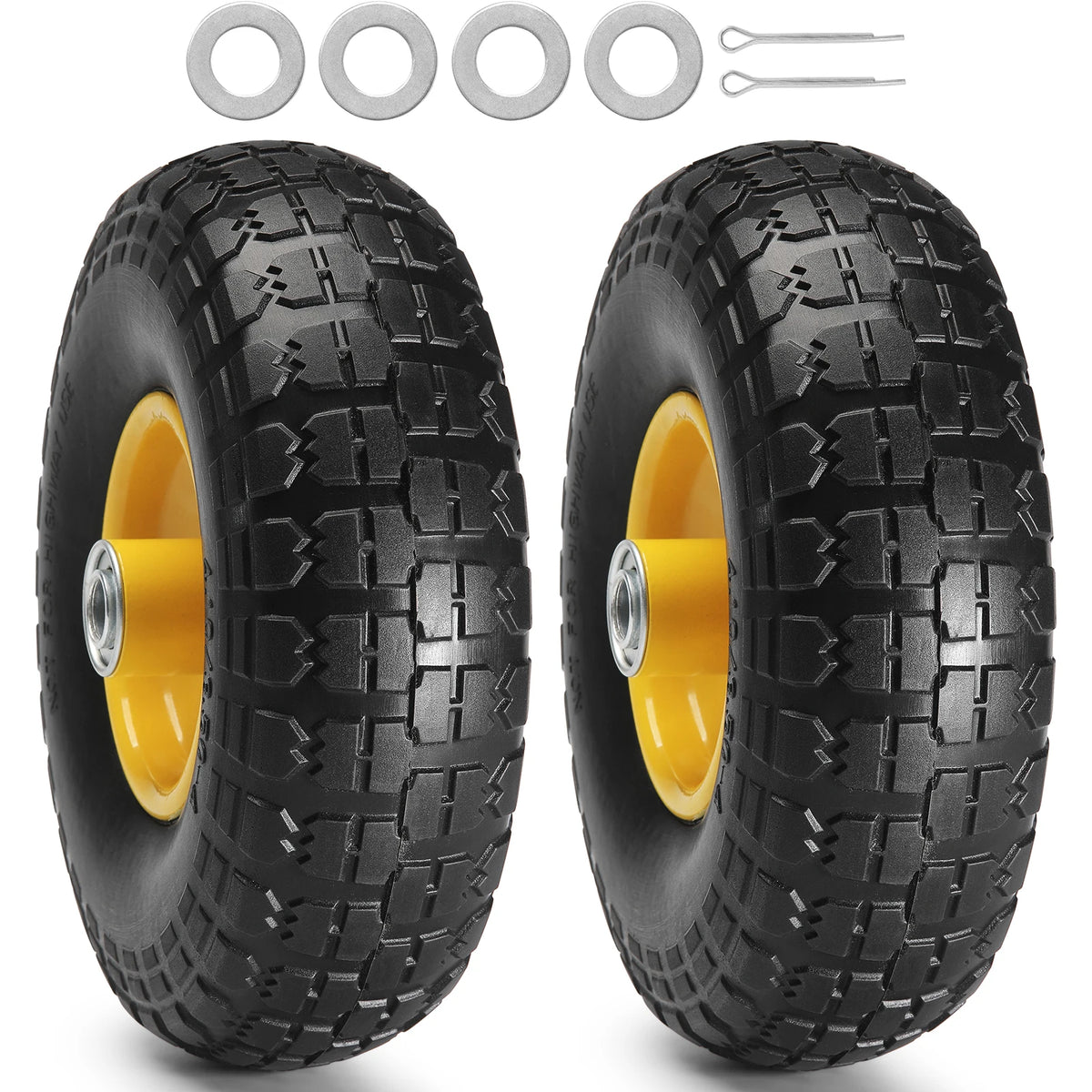 10" Solid PU Run-Flat Wheels with Metal Hub (2-Pack)
