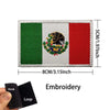 A rectangular embroidered patch featuring the Mexican flag design with an eagle skull, including a hook and loop backing.
