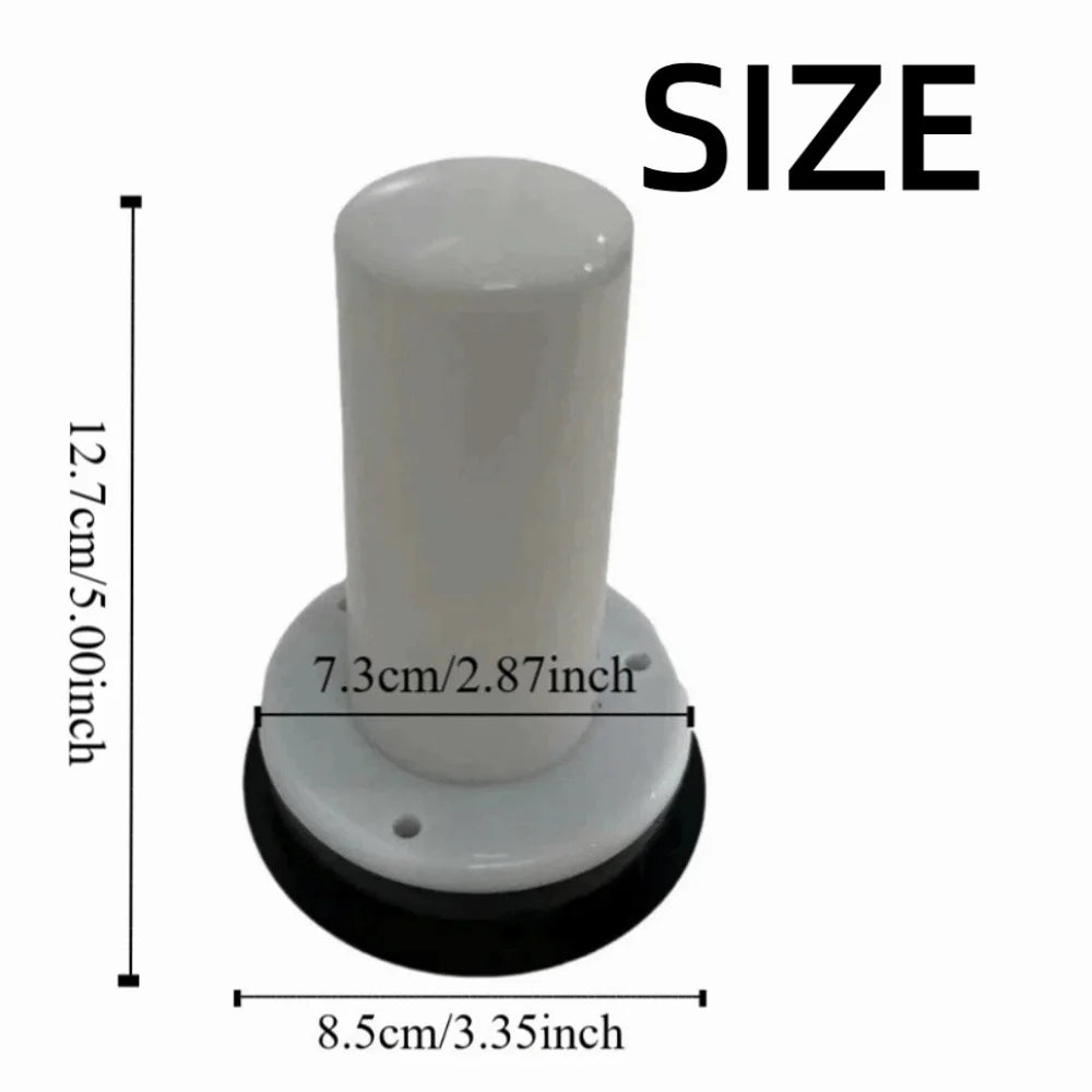 White solar-powered flickering flame lantern top with a cylindrical body and a flat base.