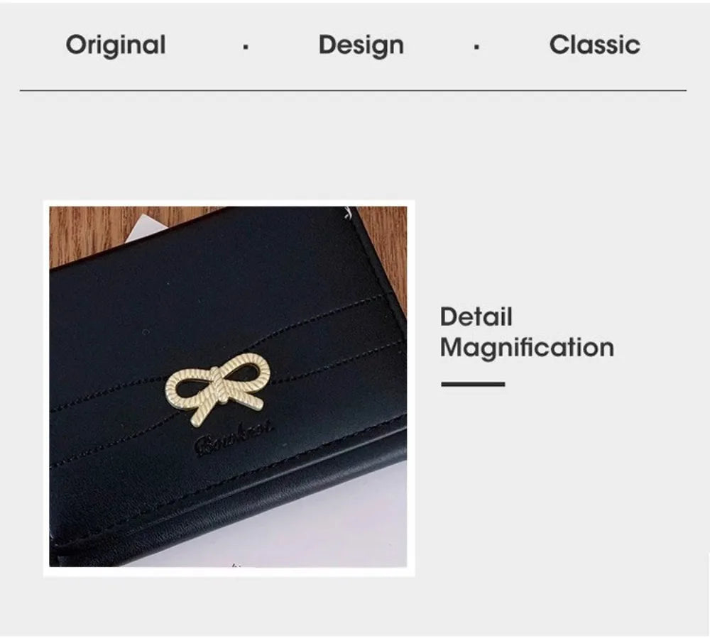 Compact Bow Tri-Fold Wallet with Multiple Card Slots