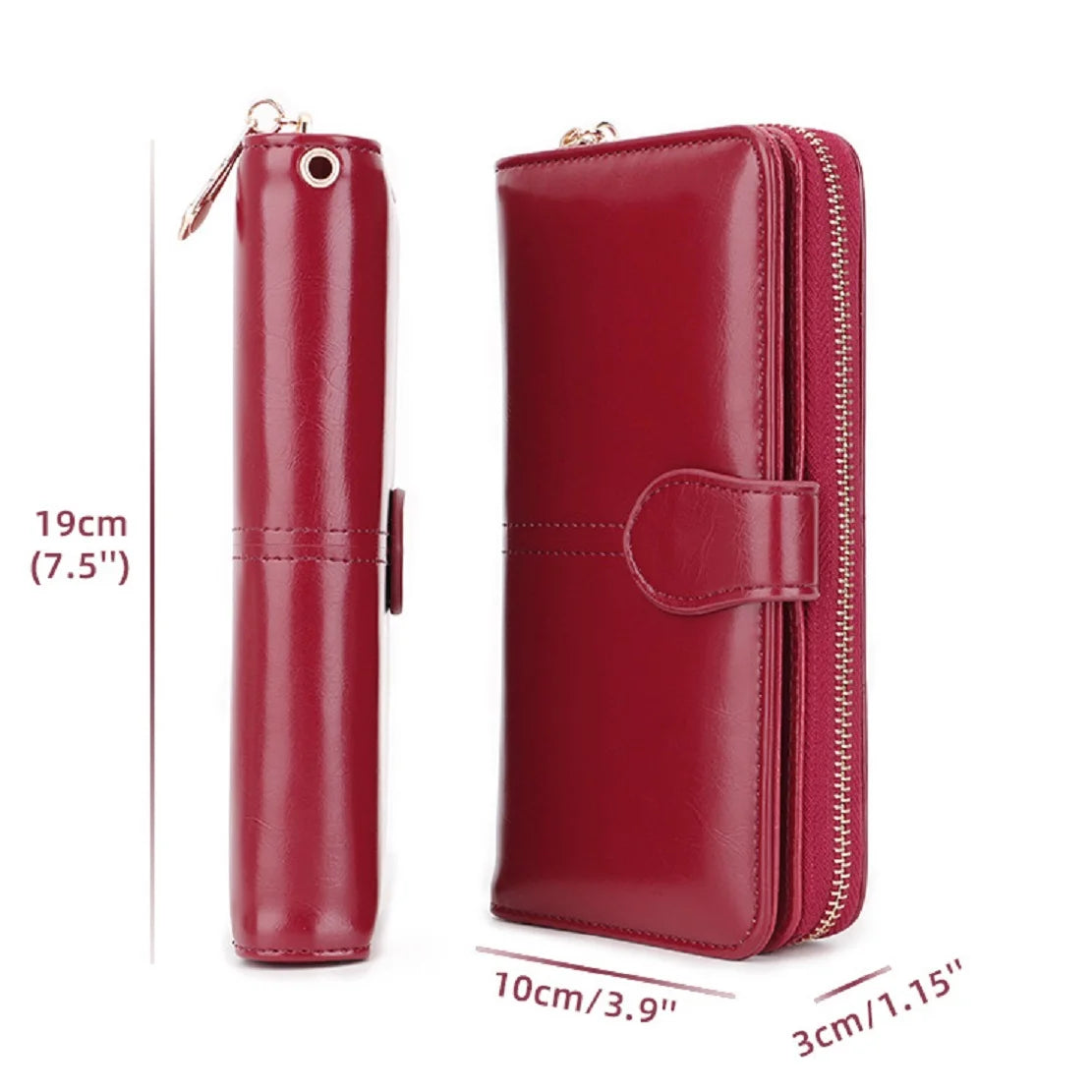 Waxed Leather Long Wallet with Wrist Strap