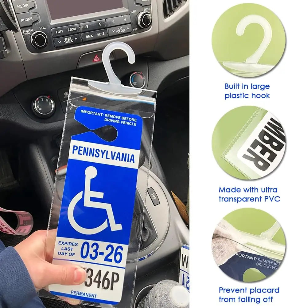 Sujetador para parquímetro de plástico transparente con cubierta protectora mostrado en el interior de un coche.