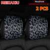 Leopard Print Plush Car Headrest Cover, Set of 2