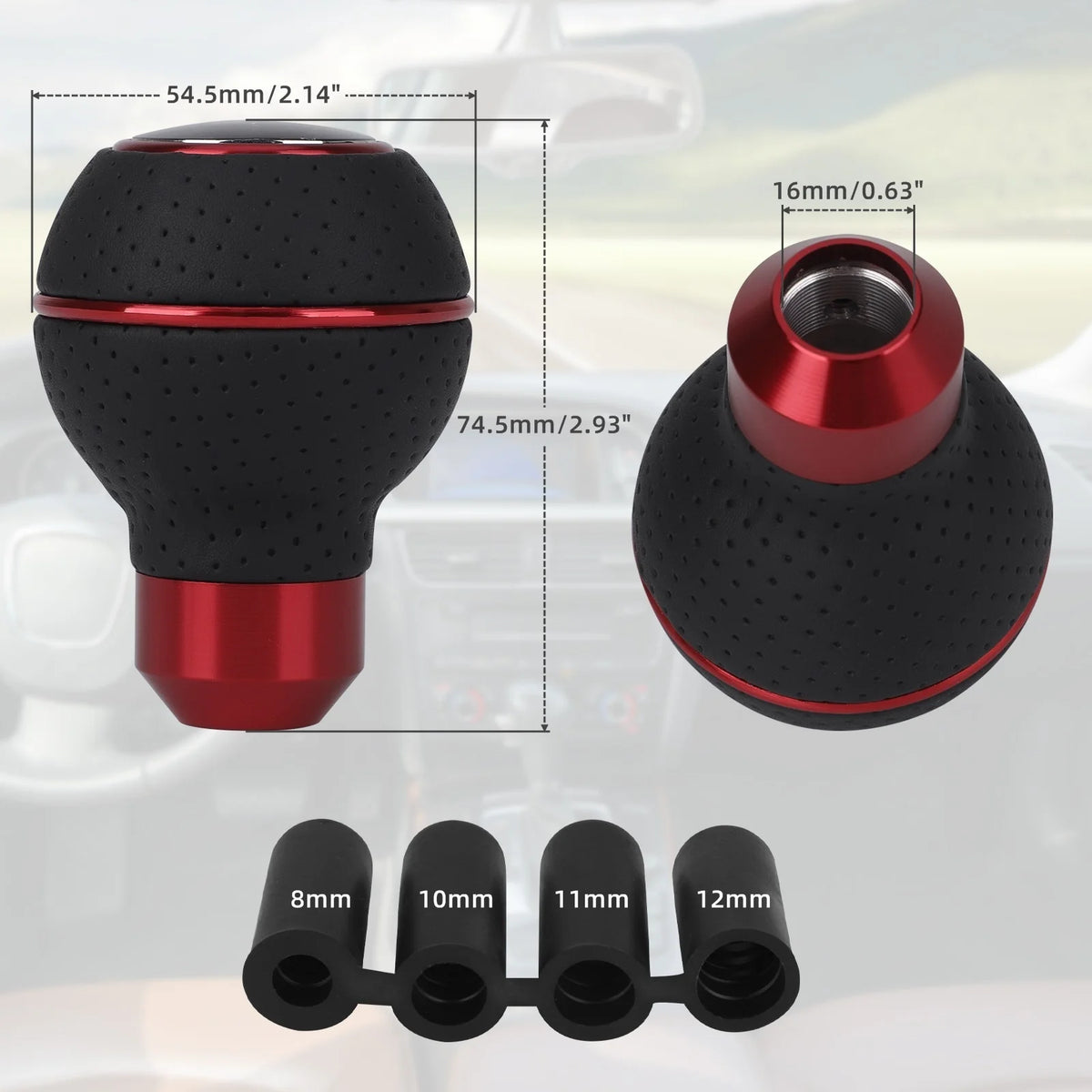 Universal Aluminum Alloy Shift Knob with Leather Grip