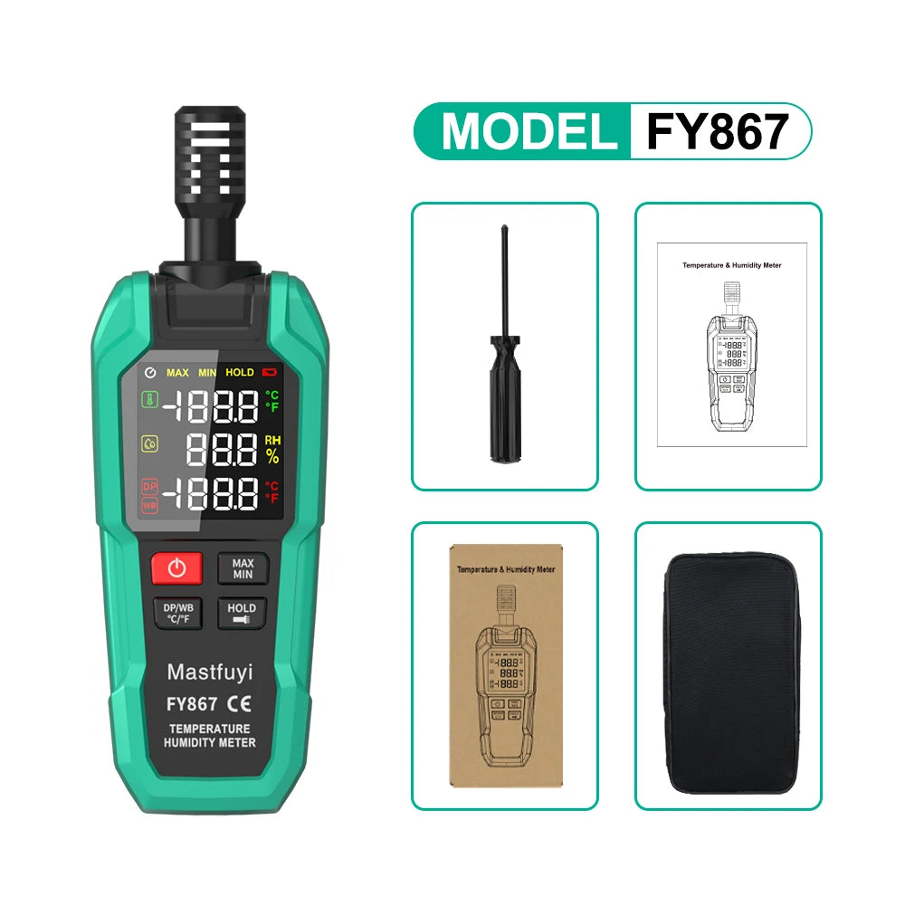 Professional Digital Thermohygrometer with Color Display