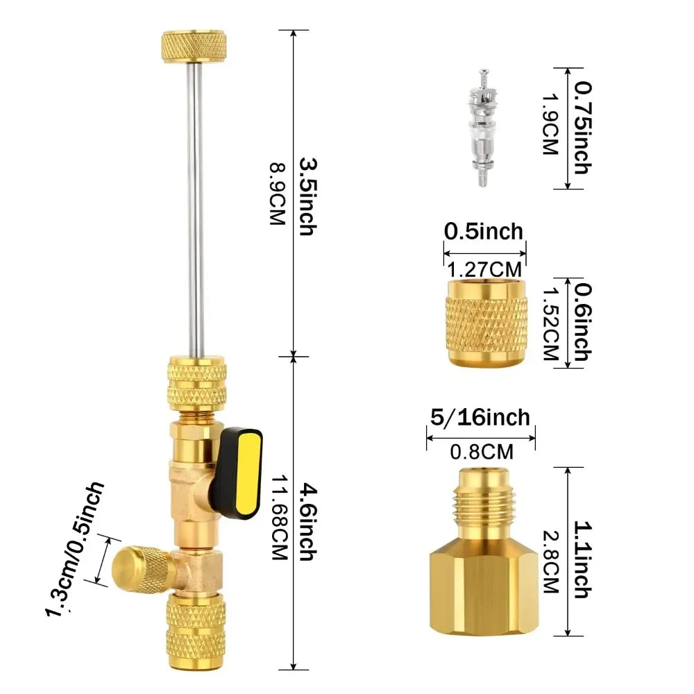 Dual-Size Refrigerant Valve Core Remover & Installer Kit with 10 Spare Cores