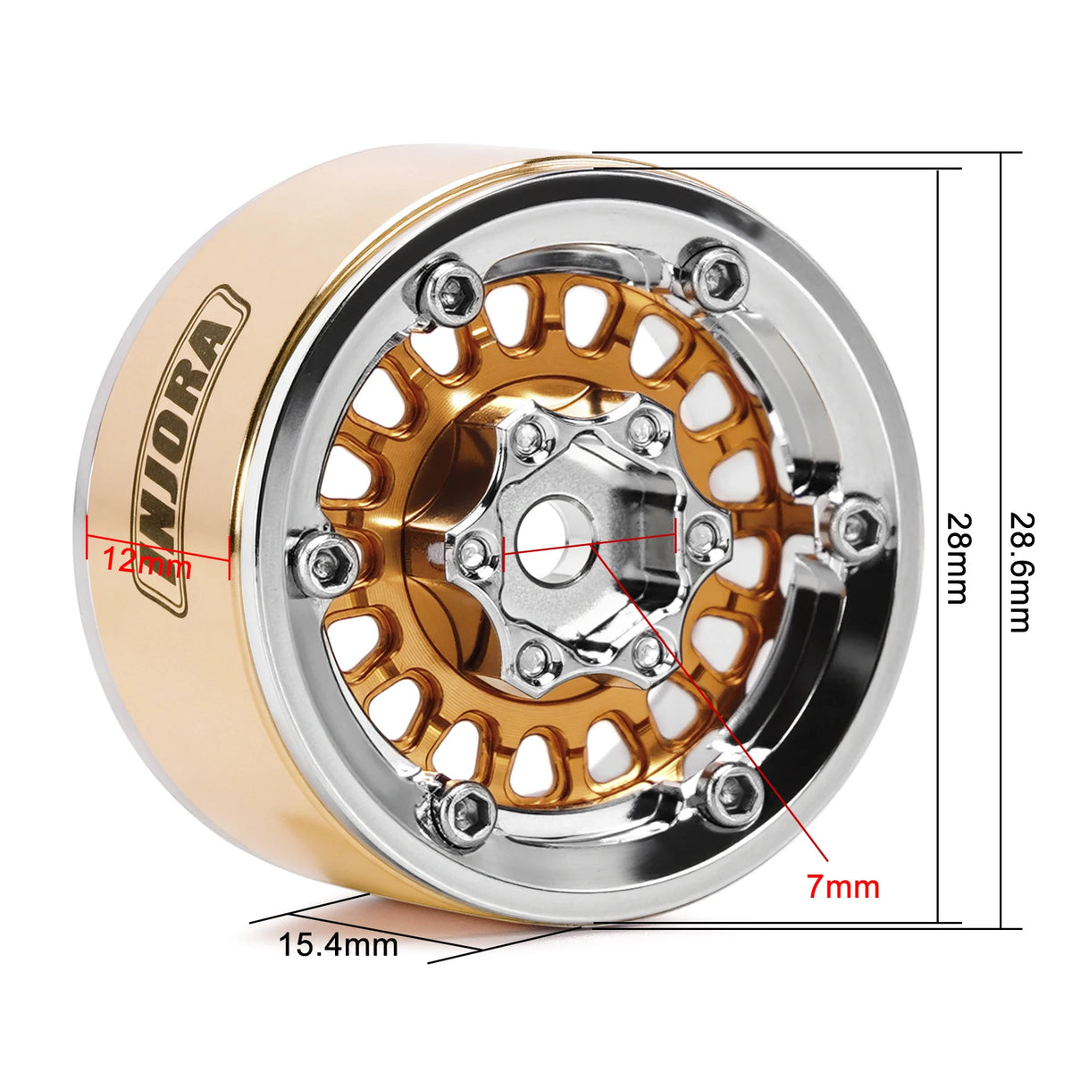 INJORA 1.0" Modular Beadlock Wheels for 1/18 1/24 RC Crawlers - Brass & Aluminum