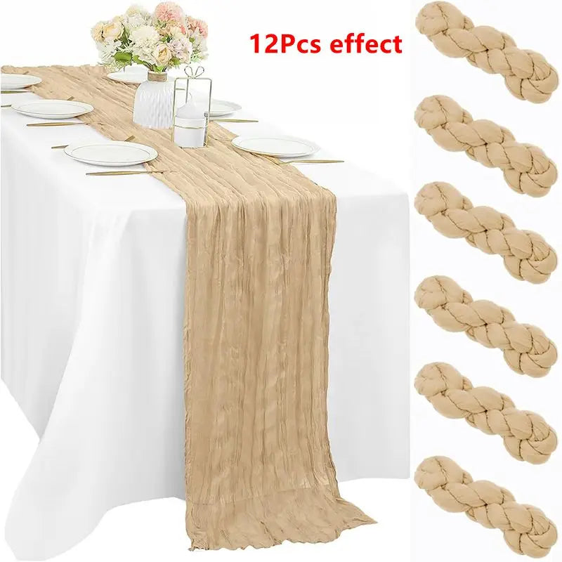 Green Bohemian Cheesecloth Table Runner