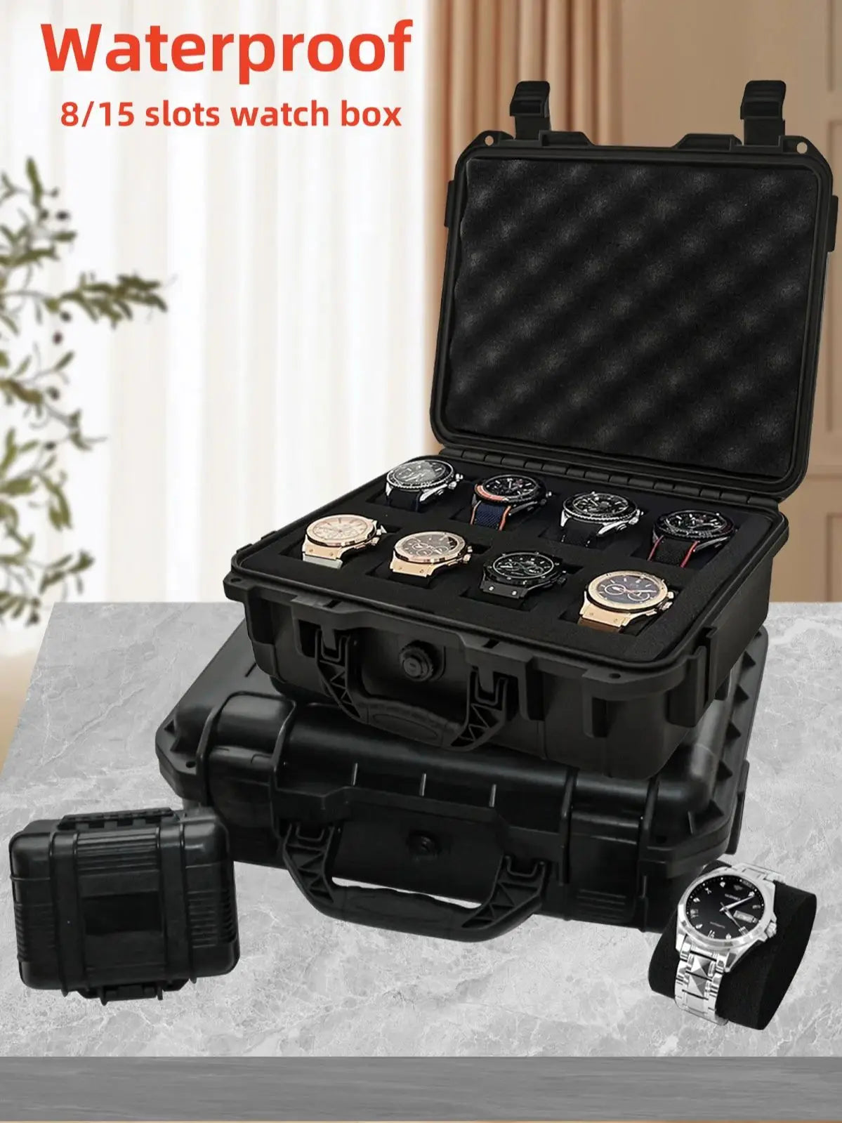 Waterproof Watch Storage Case with Protective Foam Inserts