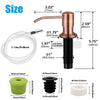 Stainless steel liquid soap dispenser with a brass spout and clear tube, shown with various components.