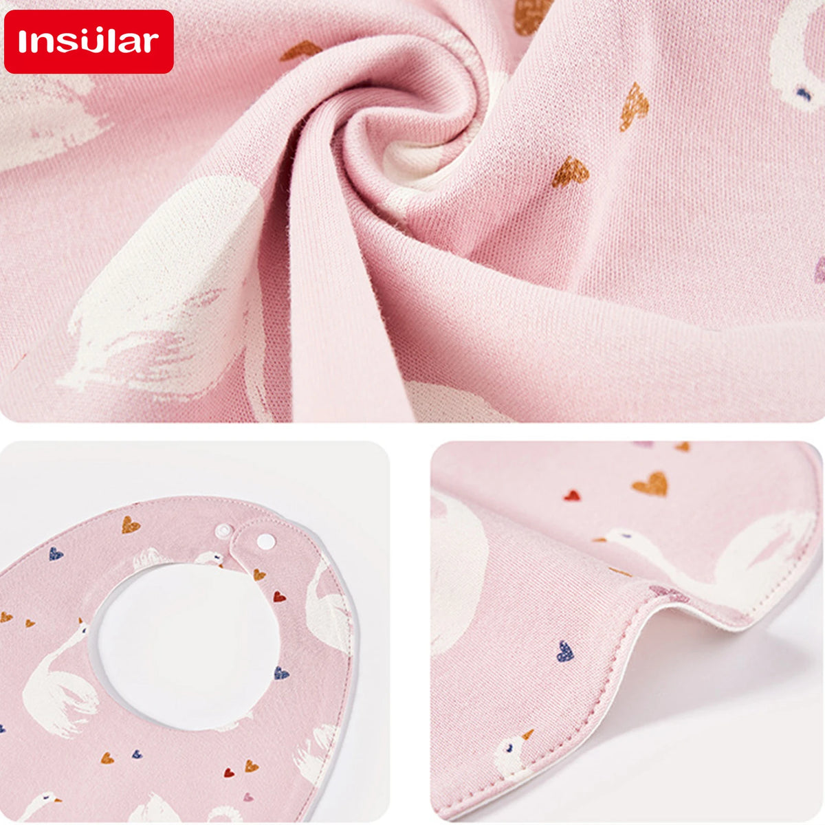 Soft Cotton Baby Bibs with Waterproof Backing (3-Layer, U-Shaped)