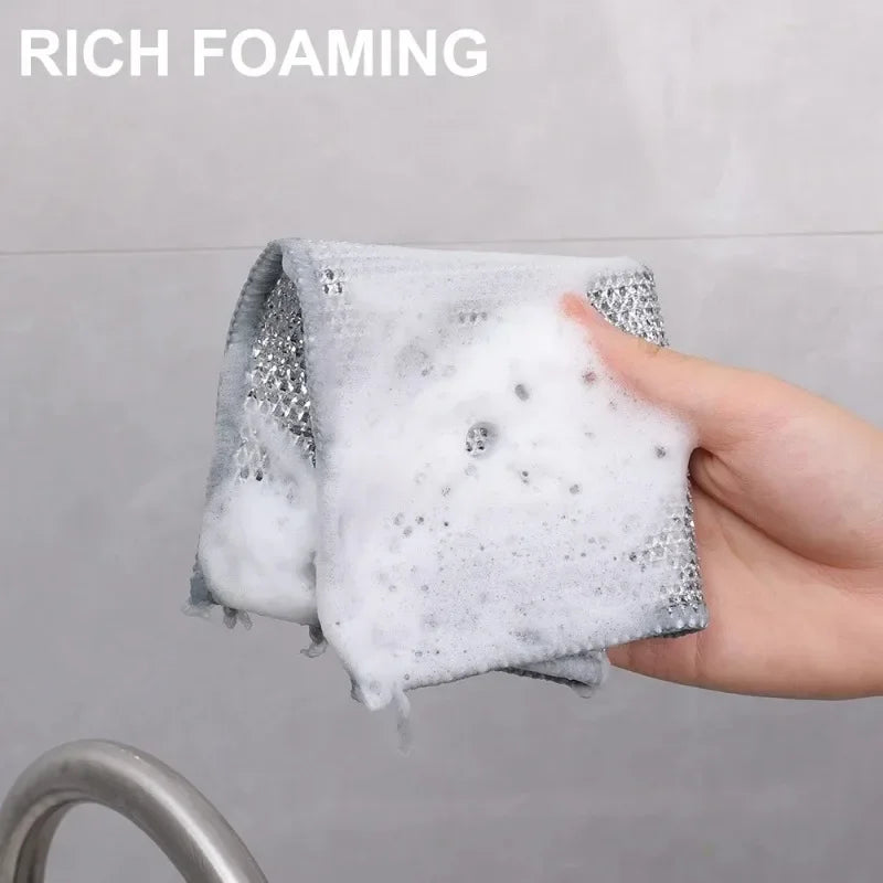 Heavy-Duty Microfiber Cleaning Cloths with Steel Mesh