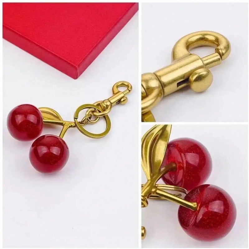 Gold-Plated Cherry Bag Charm