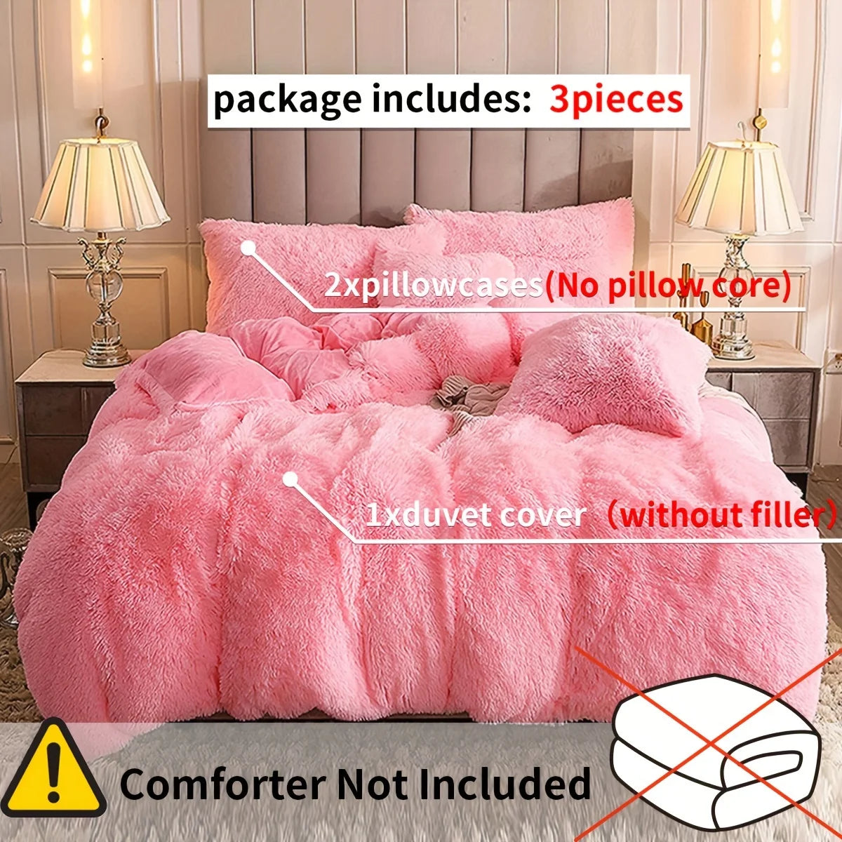 Plush 3-Piece Duvet Cover Set – Ultra-Soft Cozy Bedding